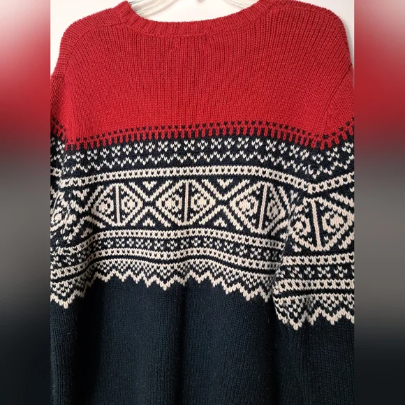 CHEROOKE Sweater Men's XL Nordic Print Lambswool Blend Cabin Core Winter Skiing - Picture 7 of 12